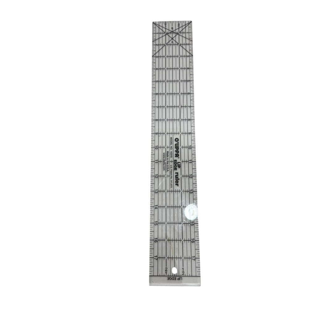 O'Lipfa Lip Edge Ruler 3x18 Inch Acrylic Quilting Sewing Tool Model 16318 USA